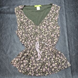 Sigrid Olsen Pink and Green Floral Blouse